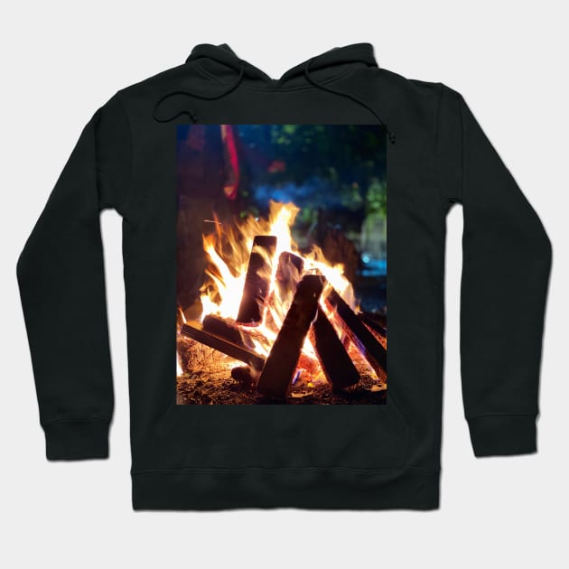 Bonfire in Downtown Portland Hoodie by Nicholas Lee